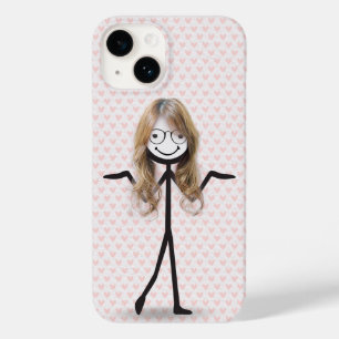 Strichfigur-Mädchen mit Haar und Brille Case-Mate iPhone 14 Hülle