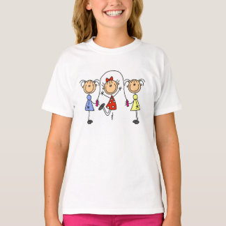 Strichfigur-Mädchen-springendes Seil T-Shirt