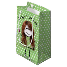 Strichfigur-Mädchen zum Geburtstag mit Weinglas Kleine Geschenktüte