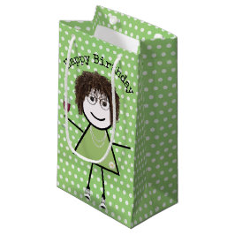 Strichfigur-Mädchen zum Geburtstag mit Weinglas Kleine Geschenktüte