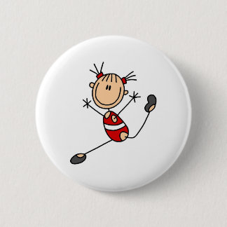 Strichfigur-Mädchengymnast-Knopf Button