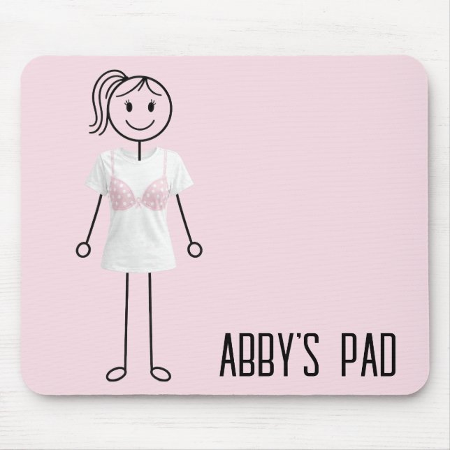 Strichmädchen mit BH mit rosa Band Mousepad (Vorne)