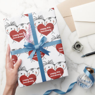 Strichmännchen 50. Geburtstag Geschenkpapier