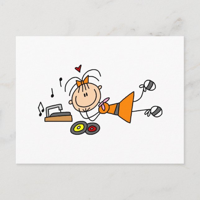 Strichmännchen 50's Girl T - Shirt and Gifts Postkarte (Vorderseite)