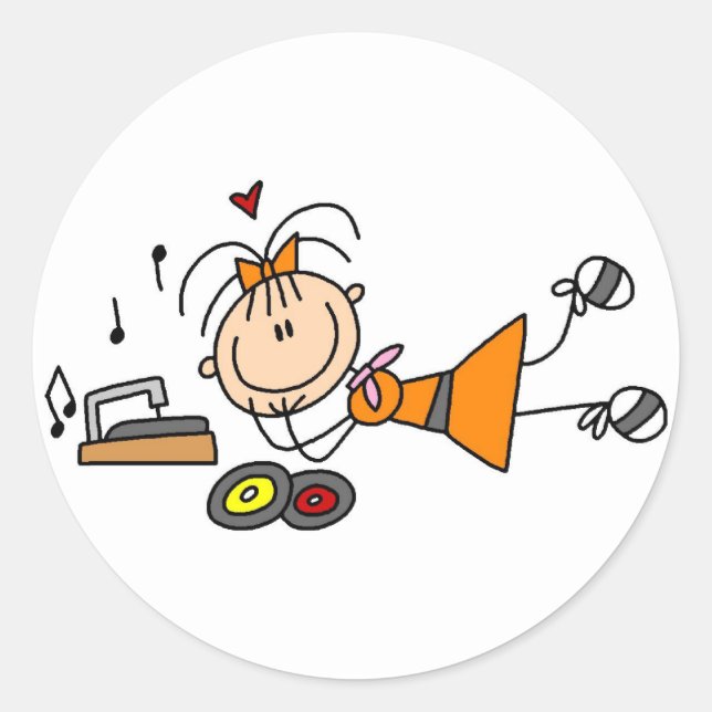 Strichmännchen 50's Girl T - Shirt and Gifts Runder Aufkleber (Vorderseite)