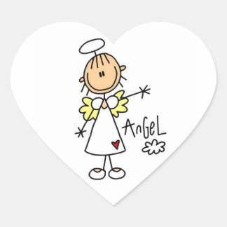 Strichmännchen Angel T - Shirt und Geschenke Herz-Aufkleber
