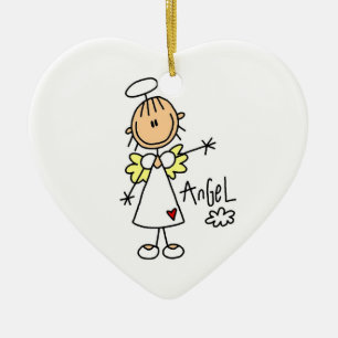 Strichmännchen Angel T - Shirt und Geschenke Keramikornament