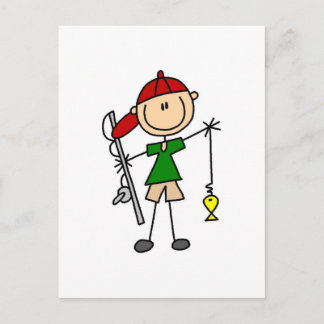 Strichmännchen Angelgestänge und Geschenke Postkarte