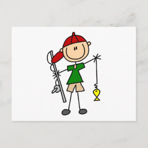 Strichmännchen Angelgestänge und Geschenke Postkarte