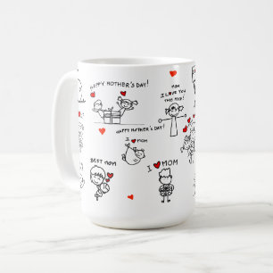 Strichmännchen Art Mother Day Kaffeetasse