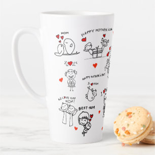 Strichmännchen Art Mother Day Milchtasse