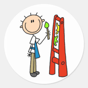 Strichmännchen Artist Runder Aufkleber