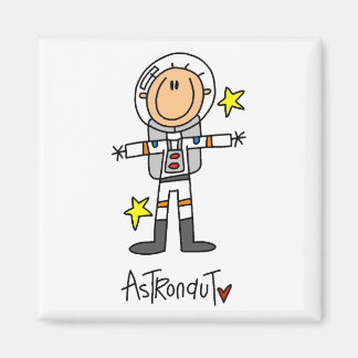 Strichmännchen Astronaut T - Shirt und Geschenke Magnet
