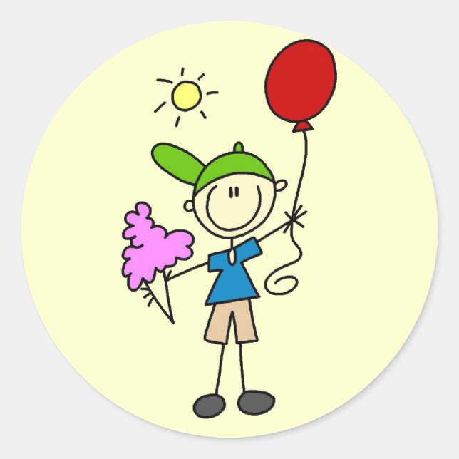 Strichmännchen auf der Messe Tshirts und Geschenke Runder Aufkleber (Vorderseite)