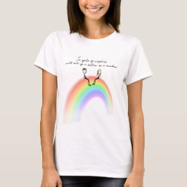 Strichmännchen auf einem Regenbogen sitzend T-Shirt