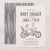 Strichmännchen auf Tandembike mit Kindersitz