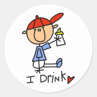 Strichmännchen Baby I Drink Tshirts und Geschenke Runder Aufkleber