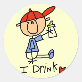 Strichmännchen Baby I Drink Tshirts und Geschenke Runder Aufkleber