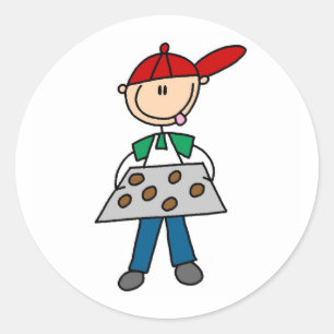 Strichmännchen Backkost Runder Aufkleber
