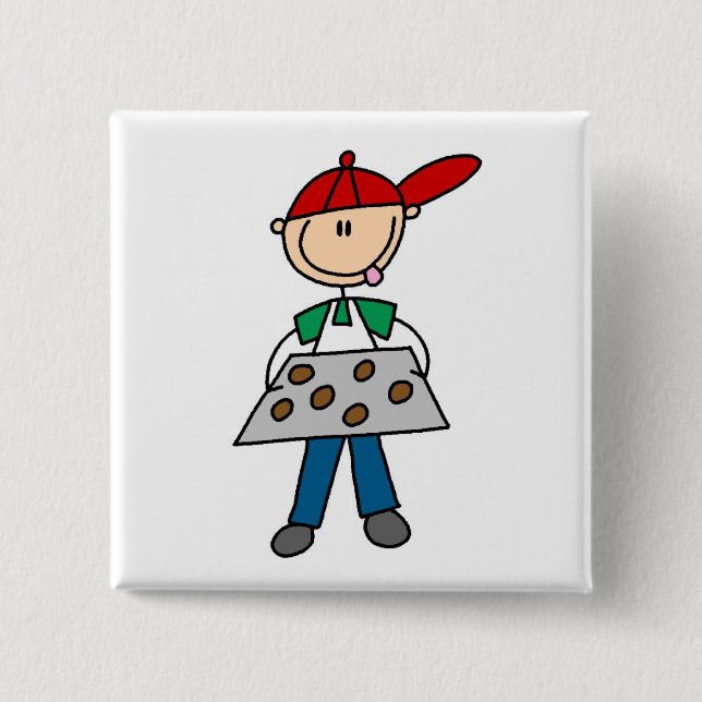 Strichmännchen backt Kekse Button (Vorderseite)