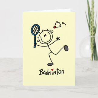 Strichmännchen Badminton T - Shirt und Geschenke Karte