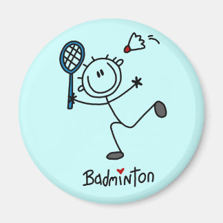 Strichmännchen Badminton T - Shirt und Geschenke Magnet