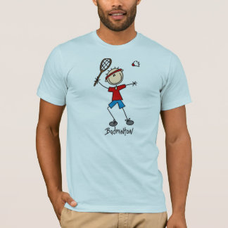 Strichmännchen-Badminton-T - Shirts