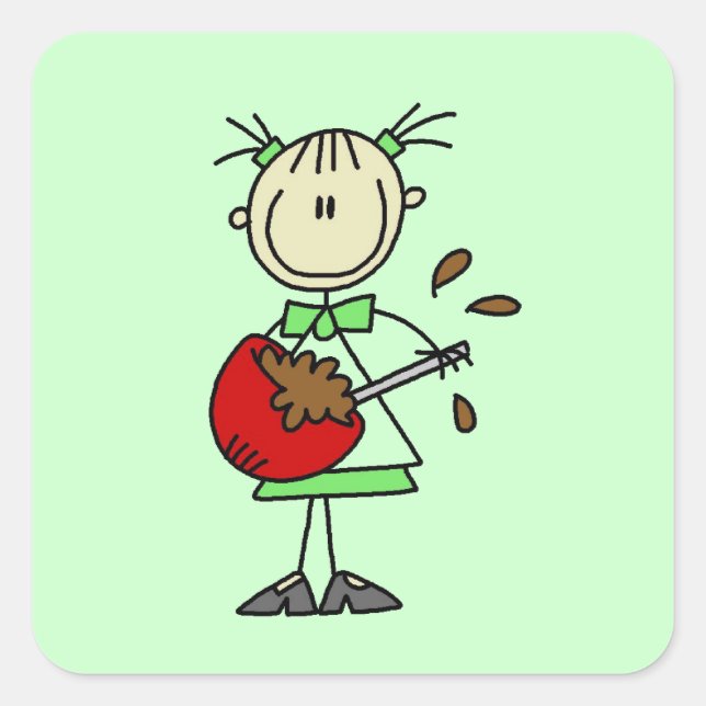 Strichmännchen Baker Mixing Batter Quadratischer Aufkleber (Vorderseite)