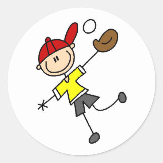 Strichmännchen-Baseball-Aufkleber Runder Aufkleber