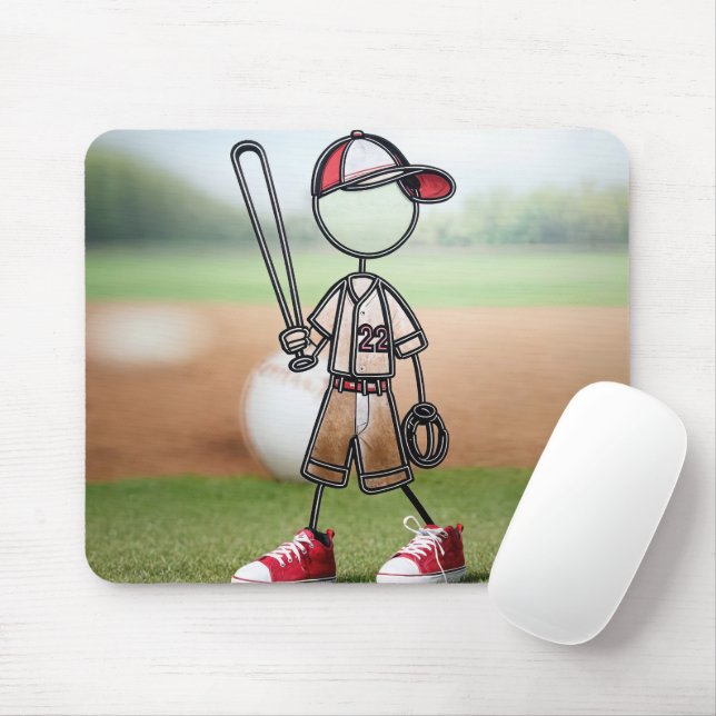 Strichmännchen Baseball Player Mousepad (Mit Mouse)