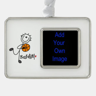 Strichmännchen Basketball Player Rahmen-Ornament Silber