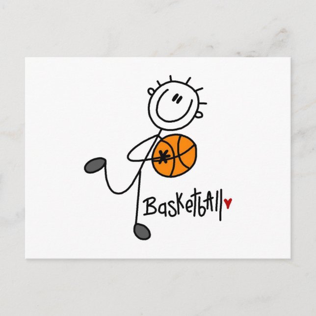 Strichmännchen Basketball T - Shirt und Geschenke Postkarte (Vorderseite)