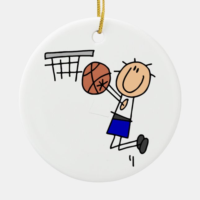 Strichmännchen-Basketball-Wanne T-shirs und Keramik Ornament (Vorne)