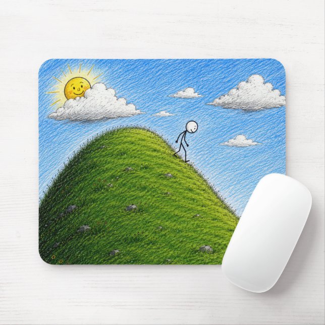 Strichmännchen beim Bergabgehen Mousepad (Mit Mouse)
