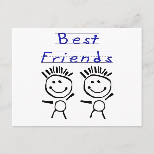Strichmännchen Best Friends Postkarte (Vorderseite)