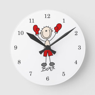 Strichmännchen Boxer T - Shirt und Geschenke Runde Wanduhr