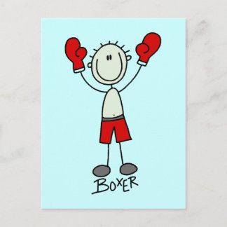 Strichmännchen Boxing T - Shirt und Geschenke Postkarte