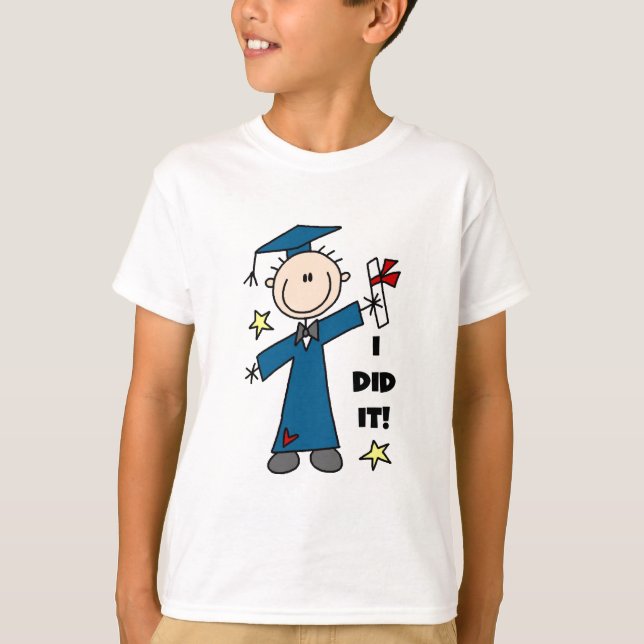 Strichmännchen Boy Graduate T - Shirt und Geschenk (Vorderseite)