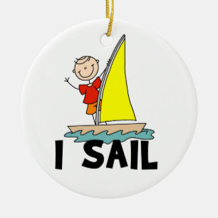 Strichmännchen Boy I Sail Keramik Ornament