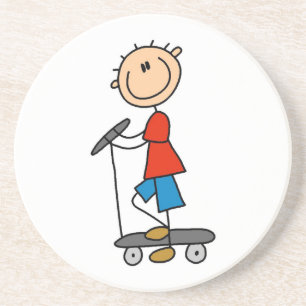 Strichmännchen Boy on Scooter Getränkeuntersetzer