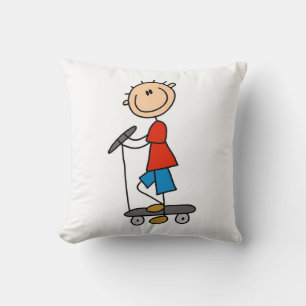 Strichmännchen Boy on Scooter Kissen