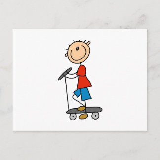 Strichmännchen Boy on Scooter Postkarte