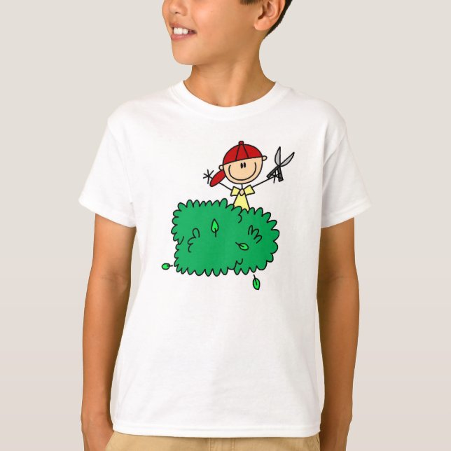Strichmännchen Boy Trimming Shrubs T-Shirt (Vorderseite)