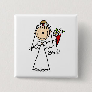 Strichmännchen-Braut-T-Shirts und Geschenke Button