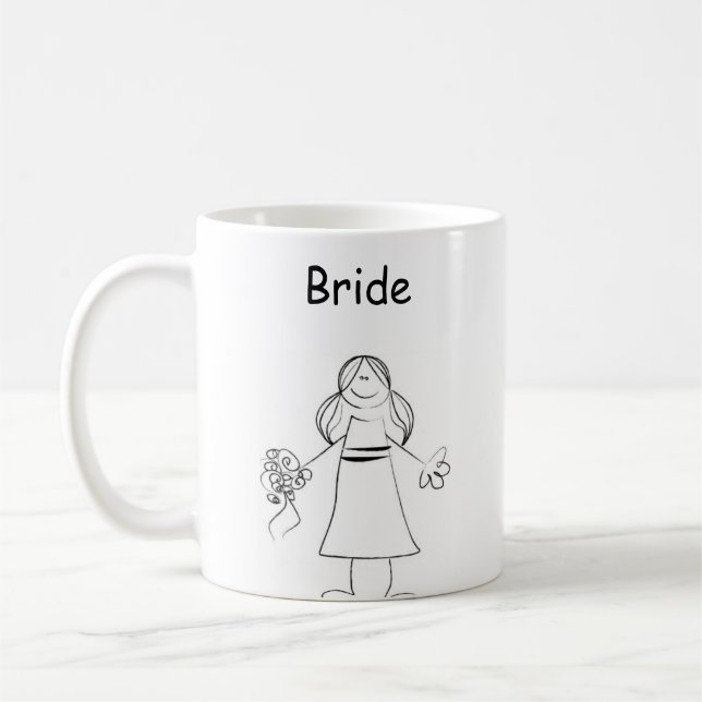 Strichmännchen-Braut Tasse (Links)