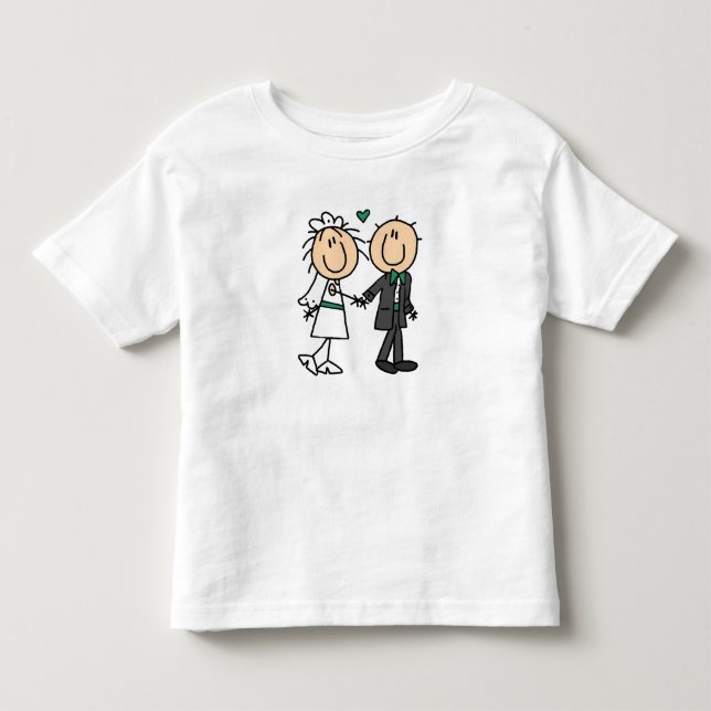 Strichmännchen Braut und Groom T - Shirt und Gesch (Vorderseite)