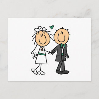 Strichmännchen Braut und Groom T - Shirt und Gesch Postkarte