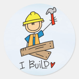 Strichmännchen Carpenter Runder Aufkleber