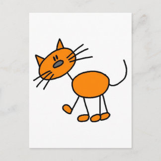 Strichmännchen Cat T - Shirt und Geschenke Postkarte