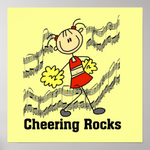 Strichmännchen Cheering Rocks T - Shirt und Gesche Poster